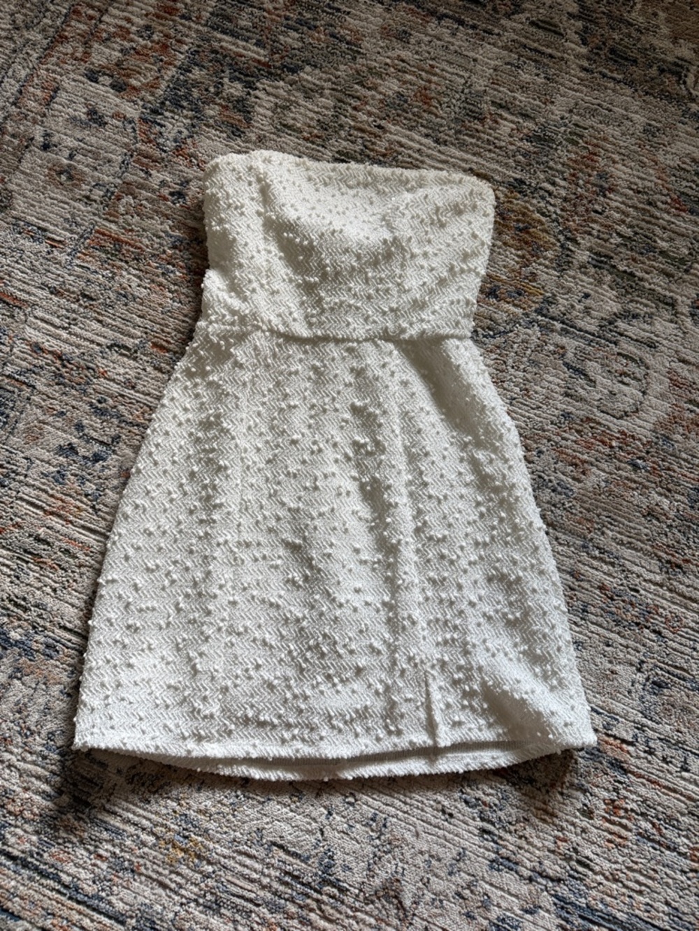 Francesca's Collections Strapless White Textured Mini Dress